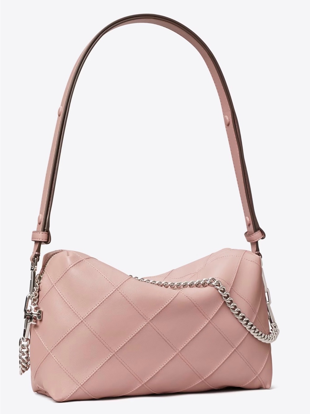 Tory Burch Large Fleming Crossbody Bag Light Mauve Leather Pink NWT